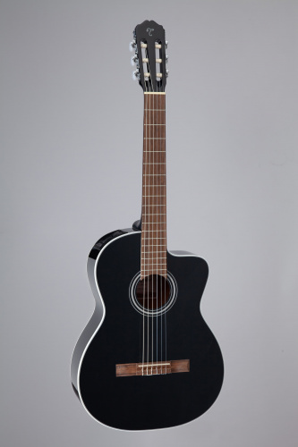 Takamine GC2CE BLK классическая электроакустическая гитара, цвет чёрный, материал верхей деки ель, материал корпуса сапел