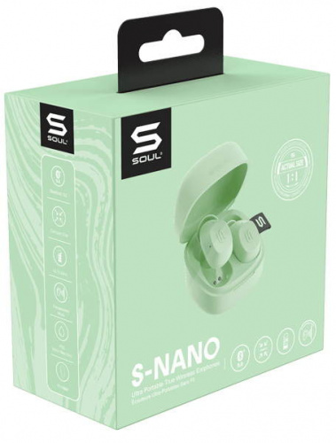 SOUL S-NANO Lime Вставные беспроводные наушники. 1 динамический драйвер. Bluetooth 5.0, частотный диапазон 20 Гц - 20 кГц, чувствительность 93 дБ, соп фото 6