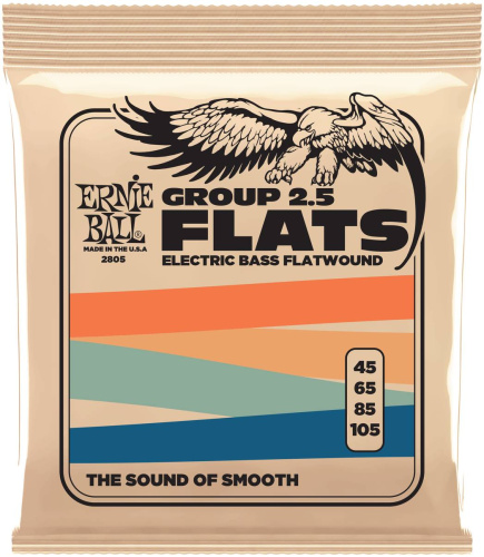 ERNIE BALL 2805 Flatwound Group 2.5 Short Scale 45-105 Струны для бас-гитары