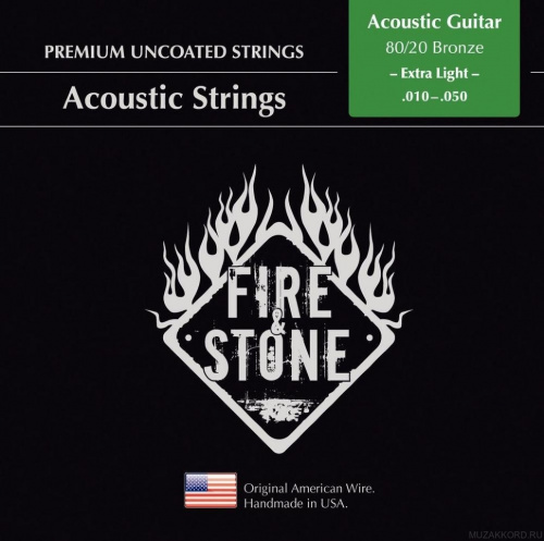 FIRE&STONE Phosphor Bronze Extra Light 10-50 струны для акустической гитары, фосфорная бронза