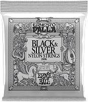 Ernie Ball 2406 струны для классической гитары. Ernesto Palla черный нейлон, посеребренная оплетка