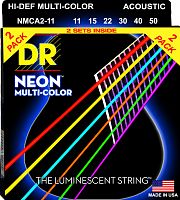 DR NMCA-2/11 HI-DEF NEON струны для акустической гитары с люминесцентным покрытием разноцветные 1