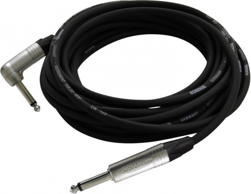 Cordial CXI 6 PR инструментальный кабель угловой моно-джек 6,3 мм/моно-джек 6,3 мм, разъемы Neutrik, 6,0 м, черный