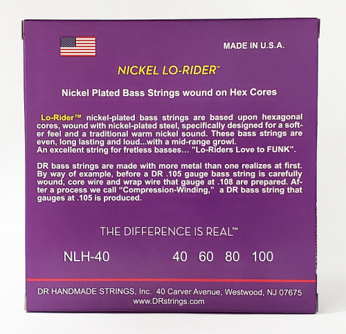 DR NLH-40 NICKEL LO-RIDER струны для 4-струнной бас-гитары никель 40 100 фото 2