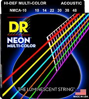 DR NMCA-10 струны для акустической гитары Калибр: 10-48 Серия: HI-DEF NEON Обмотка: посеребрён