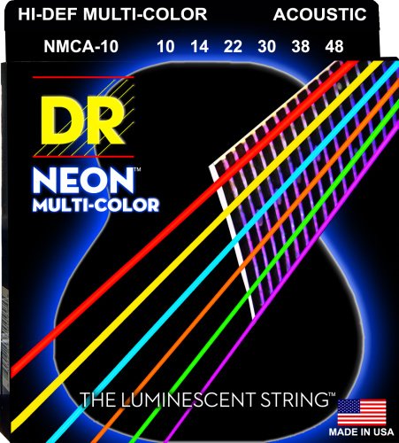 DR NMCA-10 струны для акустической гитары Калибр: 10-48 Серия: HI-DEF NEON Обмотка: посеребрён