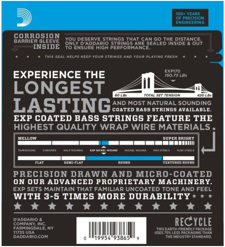 D'Addario EXP170 Струны бас long 045-100, nickel фото 2
