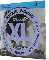 D'ADDARIO EXL116 NICKEL WOUND, MEDIUM TOP/HEAVY BOTTOM, 11-52 струны для электрогитары, 11-52