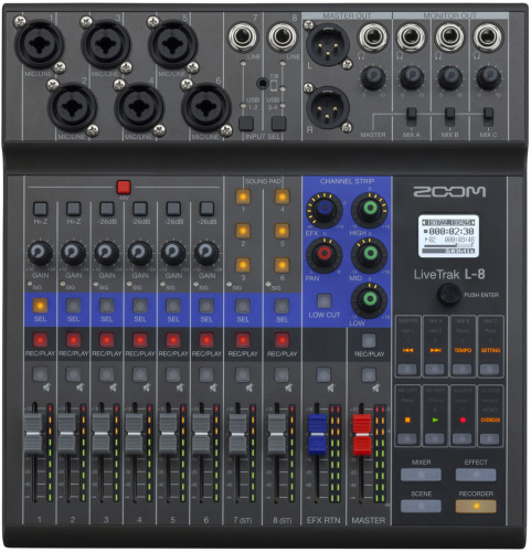 Zoom L-8 LIVETRAK многофункциональная цифровая консоль для микширования, звукозаписи, мониторинга