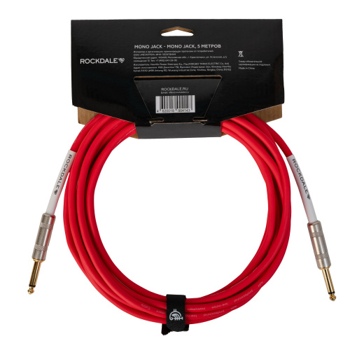 ROCKDALE Wild A5 инструментальный (гитарный) кабель, цвет красный, металлические разъемы mono jack - mono jack, 5 метров фото 2