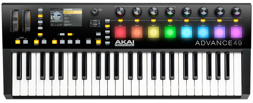 AKAI PRO ADVANCE 49 MIDI-клавиатура, 49 клавиш с послекасанием, встроенный 4,3-дюймовый цветной экран высокого разрешения для отображения параметров п