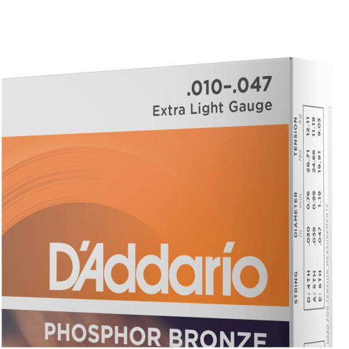 D'Addario EJ15 струны для акустической гитары, фосфор/бронза, Extra Light 10-47 фото 3
