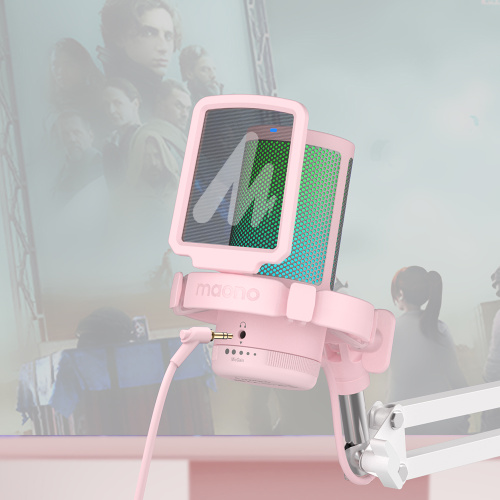 Maono DGM20S (pink), конденсаторный USB микрофон, пантограф, 24bit 48kHz, RGB подсветка,поп-фильтр фото 11