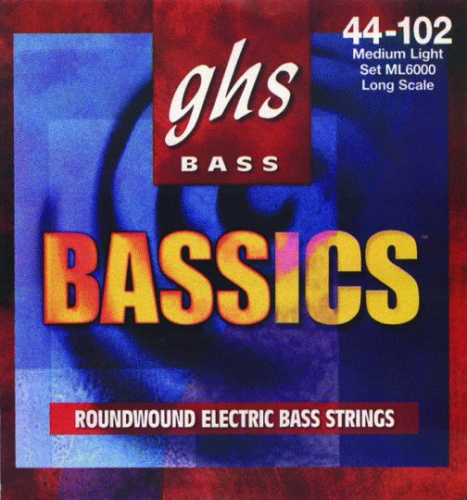 GHS ML6000 Струны для бас гитары (44-63-80-102) круглая обмотка никелированные Bassics