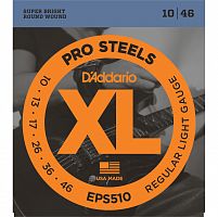 D'Addario EPS510 струны для электрогитары, ProSteels, Regular Light, 10-46