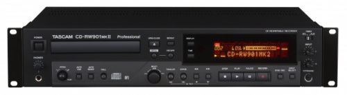 Tascam CD-RW901 MK2 CD-рекордер CD/MP3 плеер, XLR/RCA coax/optic in/out, CD-Text, 24-bit A/D and D/A converters, pitch 16%, Auto Cue function, 2U, 4.3 фото 2