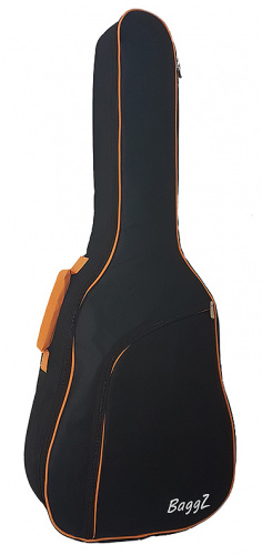 BaggZ AB-41-7OA Чехол для акустической гитары, 41", защитное уплотнение 10мм 600D, цвет черный, оранжевая окантовка фото 2