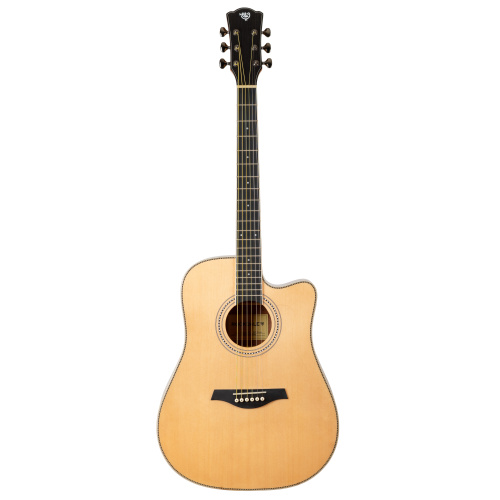 ROCKDALE Aurora D7 C NAT Gloss Акустическая гитара Форма корпуса Dreadnought с вырезом. Цвет натуральный. Глянцевое покрытие. Верхняя дека из ели. Ниж
