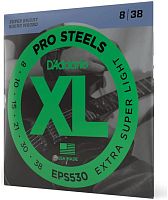 D'Addario EPS530 струны для электрогитары, ProSteels, Extra-Super Light, 8-38