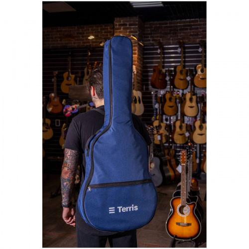 TERRIS TGB-A-05BL чехол для акустической гитары, утепленный (5 мм), 2 наплечных ремня, цвет синий фото 3