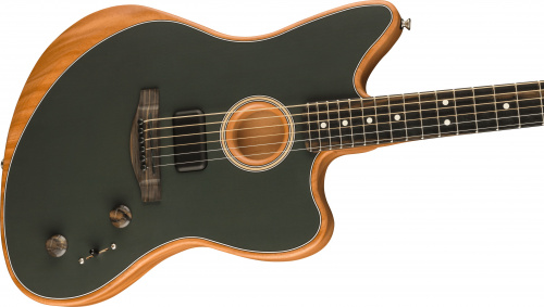 FENDER American Acoustasonic Jazzmaster Tungsten моделирующая полуакустическая гитара, цвет черный, чехол в комплекте фото 3