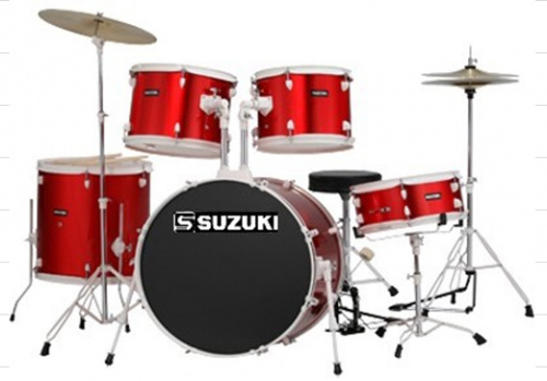 Suzuki SDS-301MR барабанная установка (14"12"13"16"22") цвет красный метал,тарелки и стул в комплект