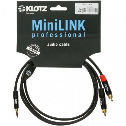 Klotz KY7-300 коммутационный кабель мини Jack 3,5 стерео/2 хRCA, 3 м, позолоченные разъемы металл