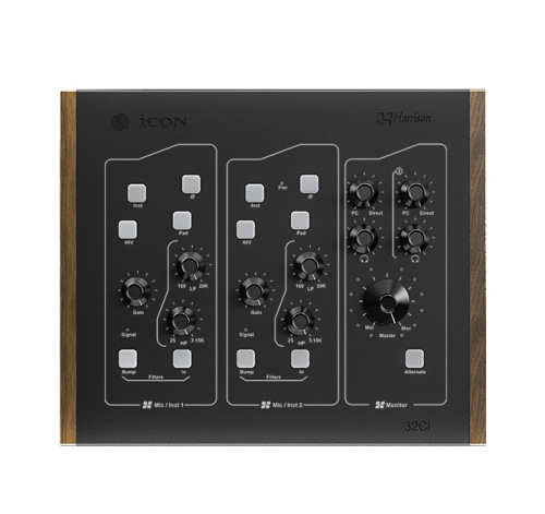 iCON Harrison 32Ci Микрофонный предусилитель с USB аудио интерейсом, 2х ARM-M7/500 МГц процессора, АЦП/ЦАП 24 бит/192 кГц, частоты 20-20000 Гц, АЦП: д фото 2
