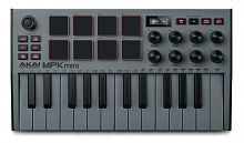 AKAI PRO MPK MINI MK3 Grey миди клавиатура с уменьшенными клавишами, цвет серый с серой клавиатурой