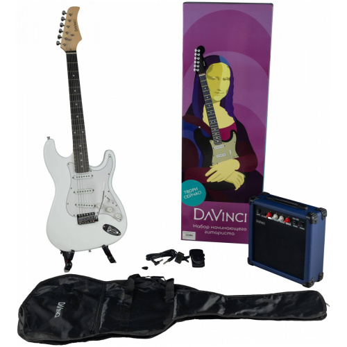 DAVINCI SET-100 WH комплект электрогитара, комбик, чехол, стойка, тюнер, цвет белый