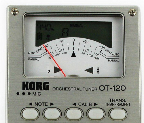 KORG OT-120 C оркестровый тюнер. Диапазон определения: A0 (27.50 Hz) – C8 (4186 Hz). Камертон: C2 фото 7