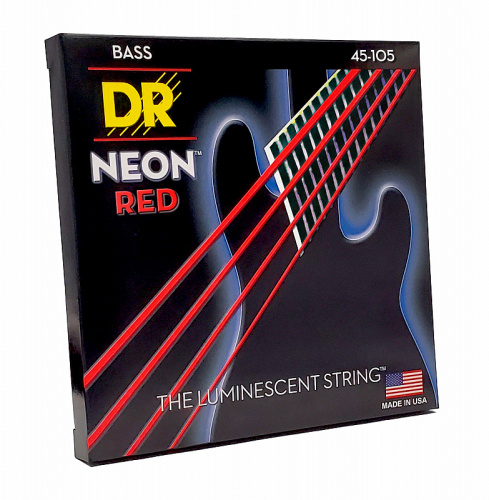 DR NRB-45 HI-DEF NEON струны для 4-струнной бас гитары с люминисцентным покрытием красные 45 1 фото 3