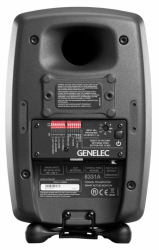 Genelec 8331AP активный 3-полосный монитор, 2 овальных НЧ 5.1"x2.6" 72Вт, коакс. СЧ 3.5" 36Вт+ВЧ 0.75" 36Вт. Подставки. Темный фото 2