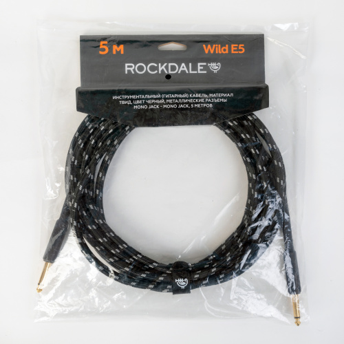 ROCKDALE Wild E5 инструментальный (гитарный) кабель, материал твид, цвет черный, металлические разъемы mono jack - mono jack, 5 фото 6