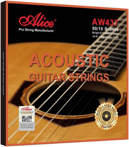 ALICE AW437-SL Струны для акустической гитары, натяжение Super Light, золотой