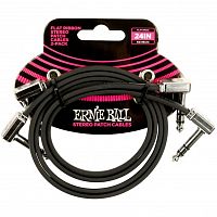 ERNIE BALL 6406 набор соединительных кабелей stereo плоский,60см,угловой джек/угловой джек, черный