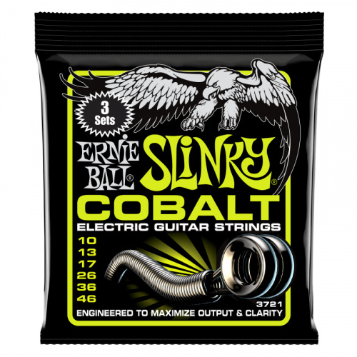 ERNIE BALL 3721 набор из 3х комплектов для эл. гитары Regular Slinky Cobalt (10-46)