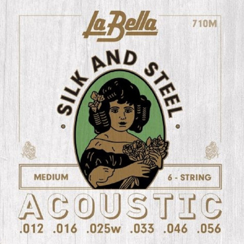 LA BELLA 710M Cтруны для акустической гитары, шелк и сталь, Medium (012-056)