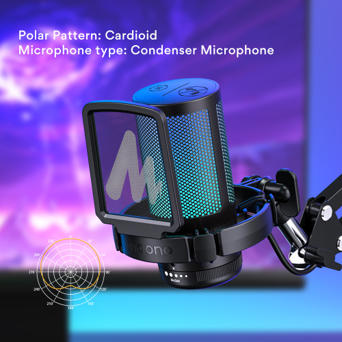 Maono DGM20S, конденсаторный USB микрофон, пантограф, 24bit 48kHz, RGB подсветка,поп-фильтр фото 7