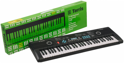 TERRIS TK-150 BK синтезатор, 61 мини клавиша, микрофон, цвет черный фото 6
