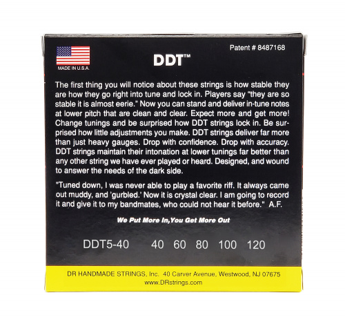 DR DDT5-40 DDT струны для 5-струнной бас-гитары пониженный строй нержавеющая сталь 40 120 фото 2
