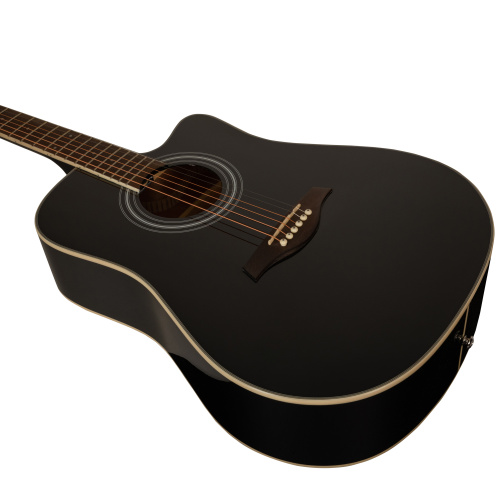 ROCKDALE Aurora D6 Gloss C BK акустическая гитара дредноут с вырезом, цвет черный, глянцевое покрытие фото 6