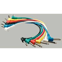 Rockcable RCL30011 D5 кабель 15 см джек-джек, угловой. Комплект 6 штук, разноцветные