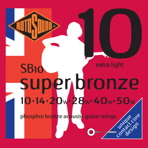 ROTOSOUND SB10 STRINGS PHOSPHOR BRONZE струны для акустической гитары, покрытие фосфорированная бронза, 10-50