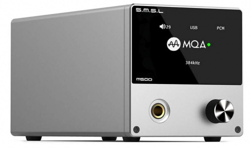 SMSL M500 silver Усилитель. КГИ+Ш: 0.00015% Сигнал/шум: 120дБ Вход: USB/оптический x 2/ коаксиальный.Выход: RCA усилитель для наушников /RCA/XLR. Потр