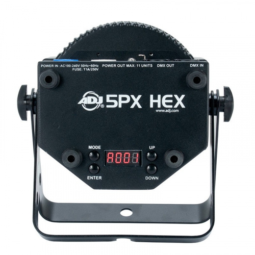 American DJ 5PX HEX светодиодный прожектор с 5 светодиодами HEX 6-в-1 мощностью 12 Вт каждый. Угол луча 30 Габариты (ДxШxВ): 210 x 100 x 220 мм - Масс фото 2
