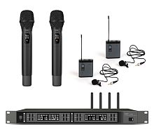 FBW A4-22MIX1 четырёхканальная радиосистема, A140R+2xA100BT+2x101HT, 512-562МГц, FM-модуляция, 2/10/30мВт, 3 уровня Squelch, индикация батареи, 50Гц-1