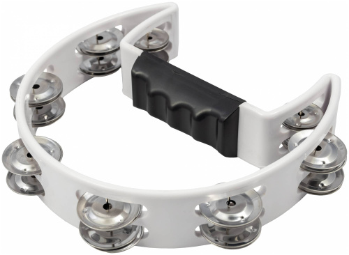 EASTTOP DF102 WHITE Пластиковый тамбурин "Полукруг", 8 пар сдвоенных джинглов, цвет белый фото 4