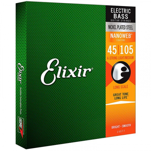 Elixir 14077 NanoWeb струны для бас-гитары Medium 45-105 фото 3