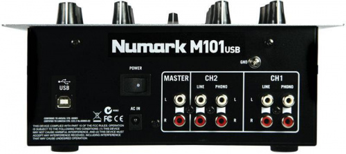 NUMARK M101USB 2-канальный компактный микшер входы: 2 phono, 2 линейных, 1 микрофонный двойной USB-порт для соединения с компьютером фото 4